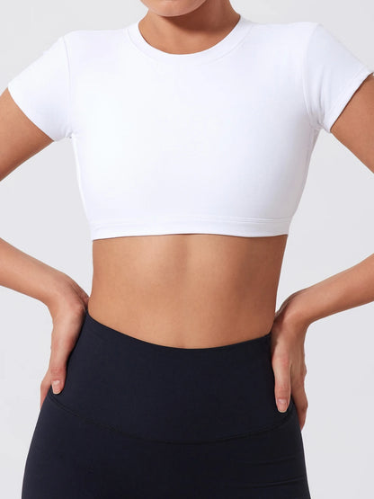 Women's Backless Crop Top Sports Shirt | Quick Dry Open Back Gym Workout Top