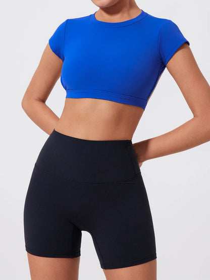 Women's Backless Crop Top Sports Shirt | Quick Dry Open Back Gym Workout Top
