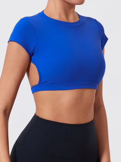 Women's Backless Crop Top Sports Shirt | Quick Dry Open Back Gym Workout Top