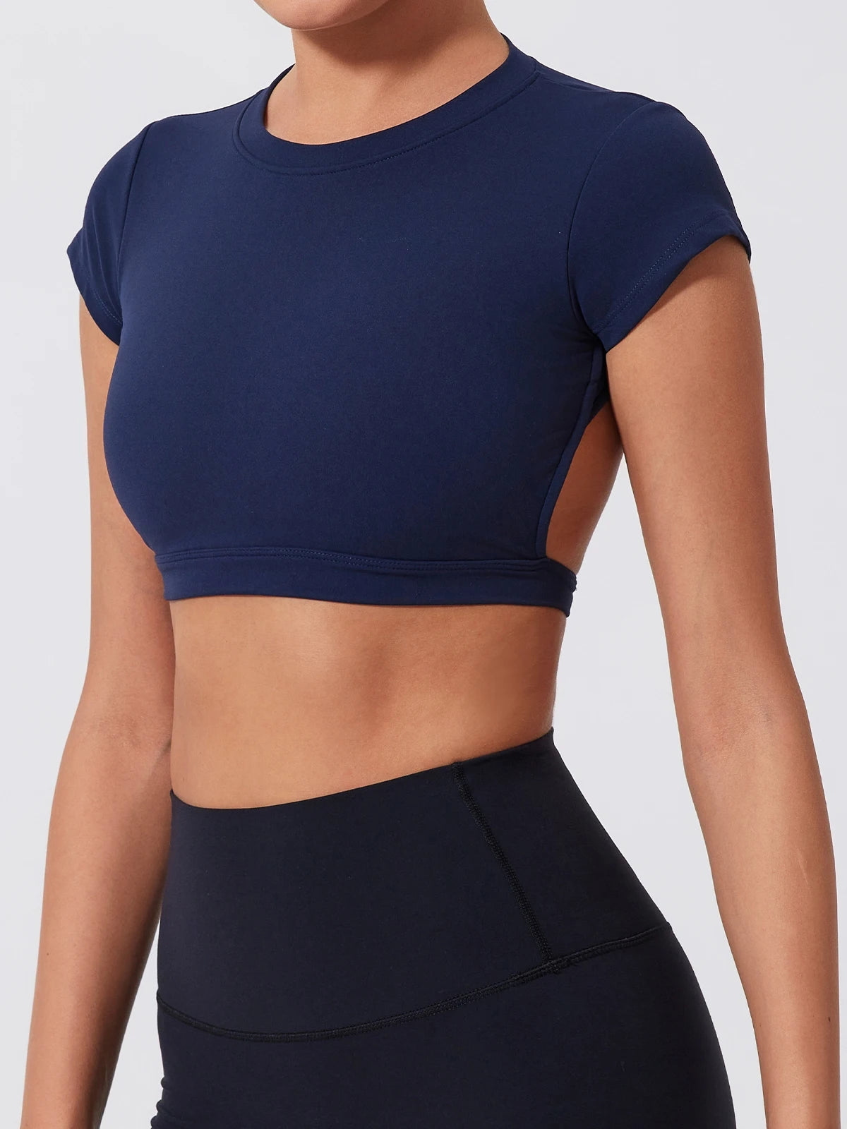Women's Backless Crop Top Sports Shirt | Quick Dry Open Back Gym Workout Top