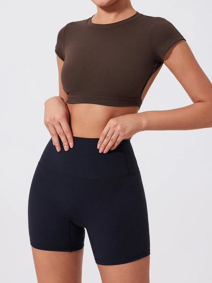 Women's Backless Crop Top Sports Shirt | Quick Dry Open Back Gym Workout Top