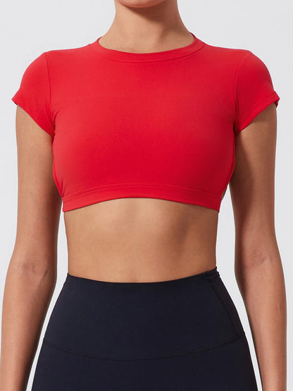 Women's Backless Crop Top Sports Shirt | Quick Dry Open Back Gym Workout Top